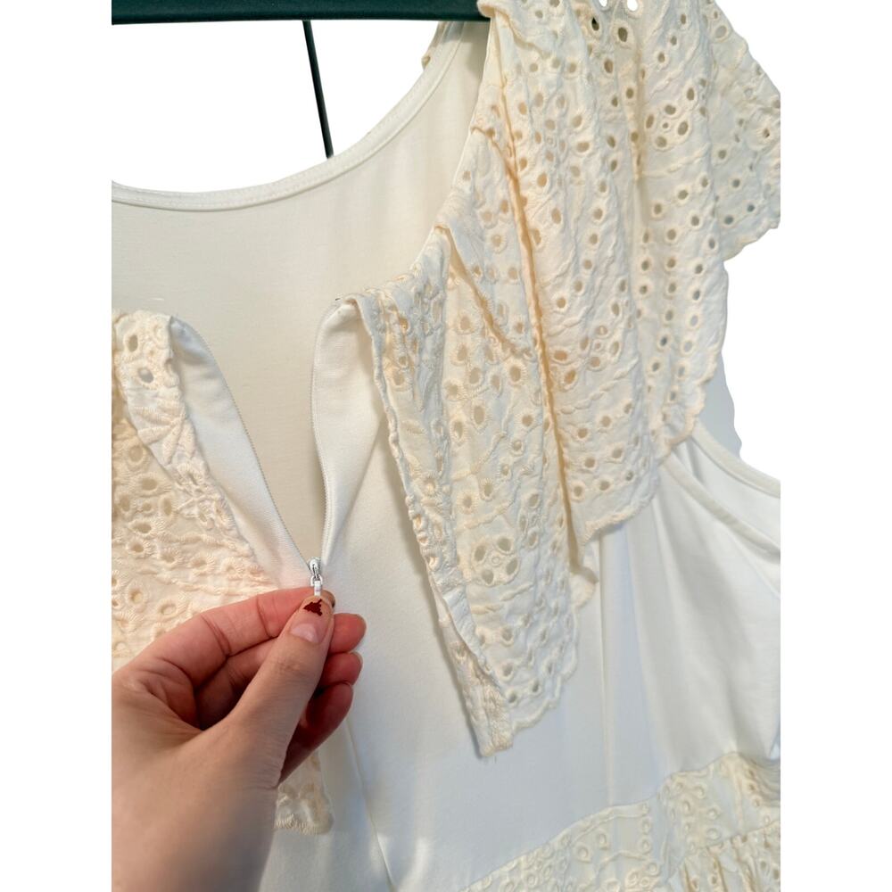 C Wonder 2X Christian Siriano Off Shoulder Eyelet Boho Maxi Dress $149 NEW Cream - Picture 9 of 11